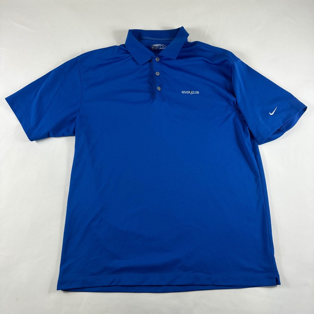Nike Golf Fit Dry Mens XL Royal Blue River Club Polo Shirt‎ Short Sleeve Prep